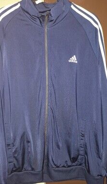 Vintage navy blue and white adidas Essentials 3-Stripes Track Jacket,